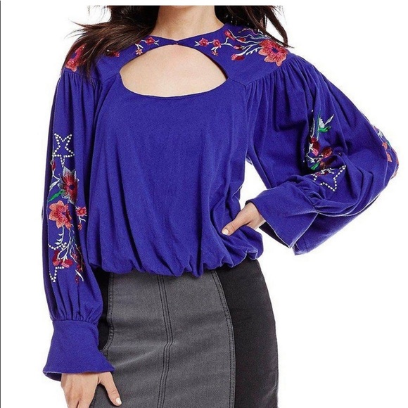 52. Free People Lita Top in Deep Blue - Picture 3 of 14